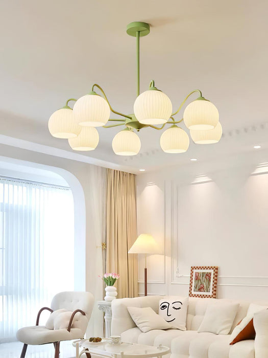 Ribbed Glass Matcha Chandelier - DWHOME