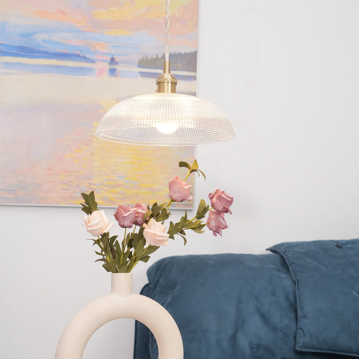 Ribbed Spiral Pendant Light