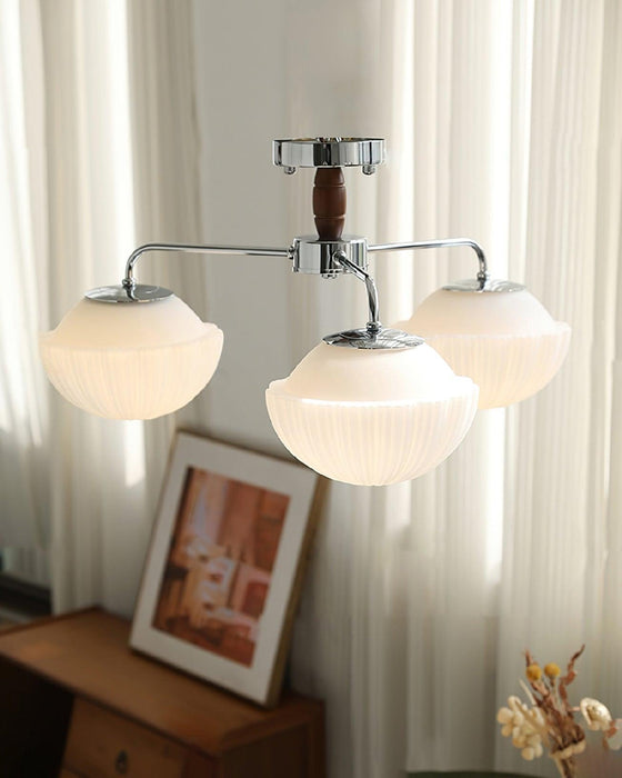 Ribbed Walnut Ceiling Lamp - DWHOME