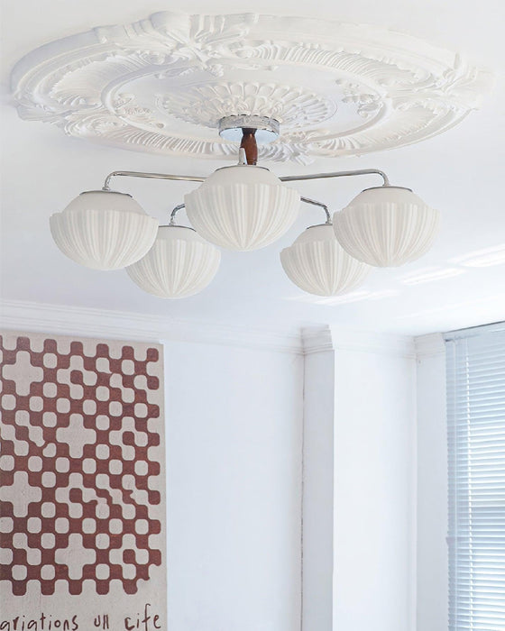 Ribbed Walnut Ceiling Lamp - DWHOME