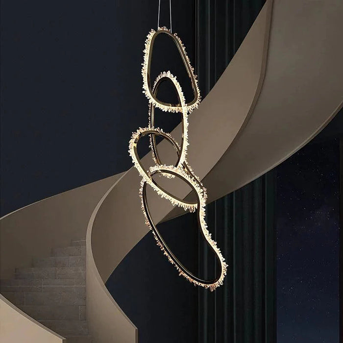 Kevyn Modern Rock Crystal Irregular Living Room Chandelier, Staircase Chandelier-DWHOME