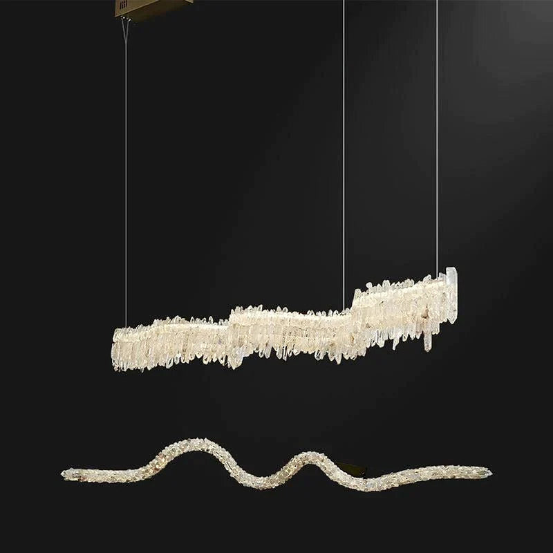 Patton Modern Rock Crystal Linear Chandelier,Island Chandelier-DWHOME