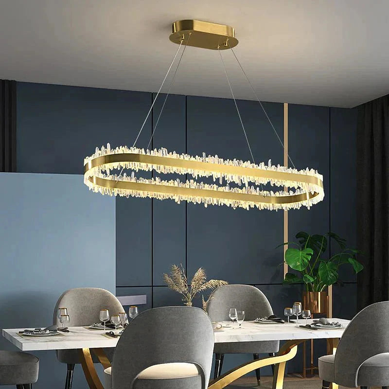 47 Inch Linear Chandelier Modern Quartz Crystal Chandelier for Dining Room-DWHOME