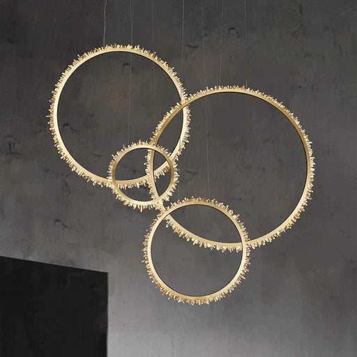 Cervine Modern Rock Crystal Ring Round Chandelier Cluster-DWHOME