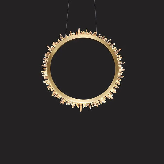 Cervine Modern Rock Crystal Ring Round Chandelier Cluster-DWHOME