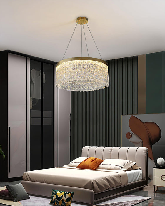 Round Halo Crystal Chandelier-DWHOME