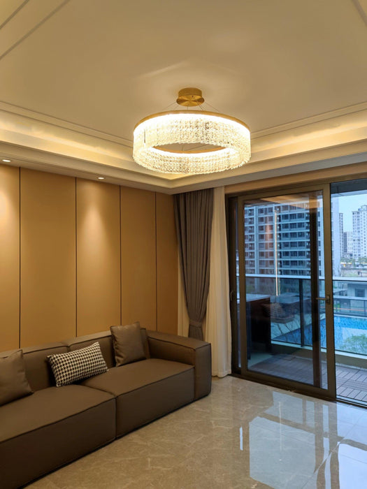 Round Halo Crystal Chandelier.