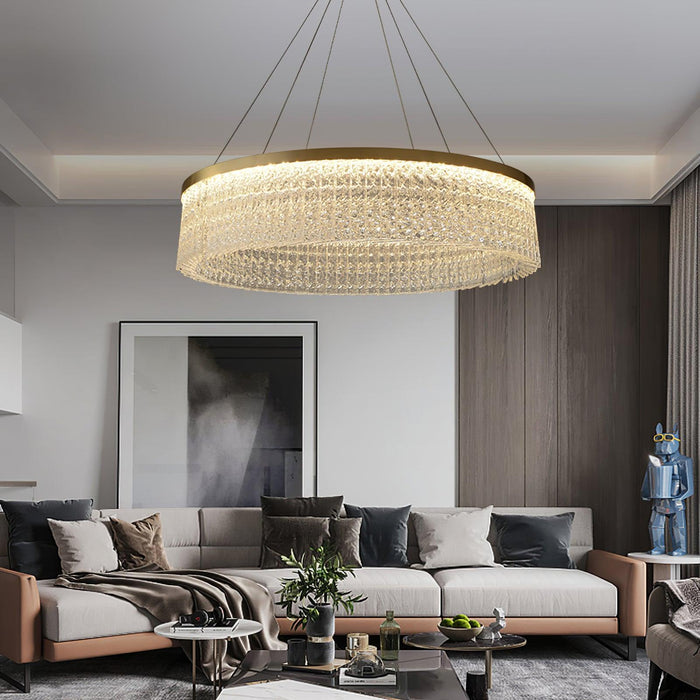 Round Halo Crystal Chandelier-DWHOME