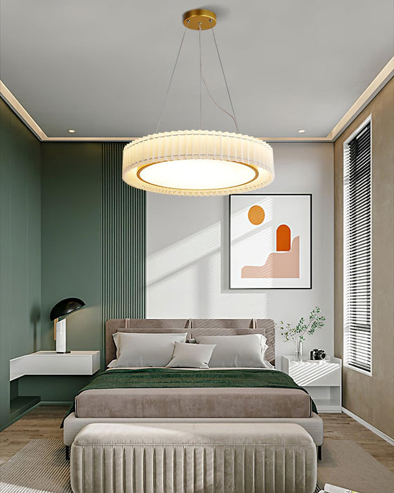 Round Pleated Pendant Lamp.