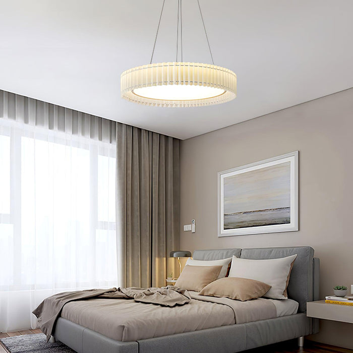 Round Pleated Pendant Lamp.