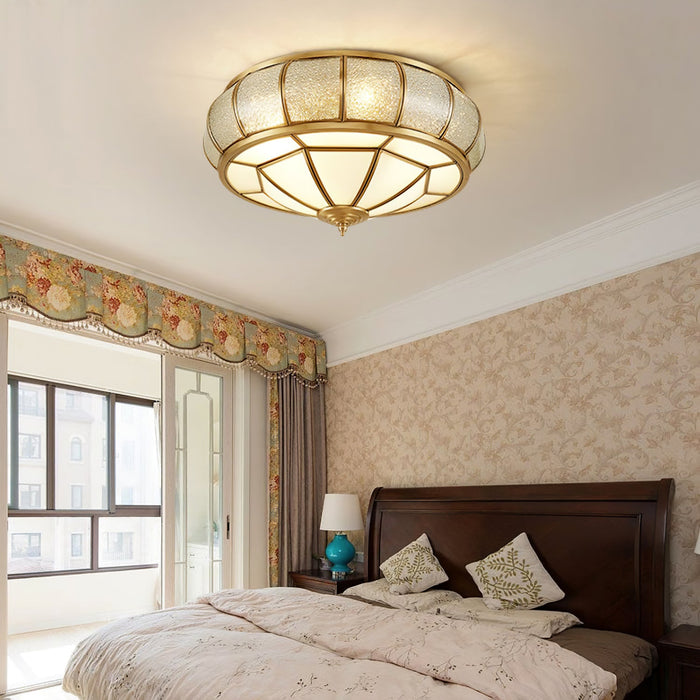 Round Textured Glass Ceiling Light.