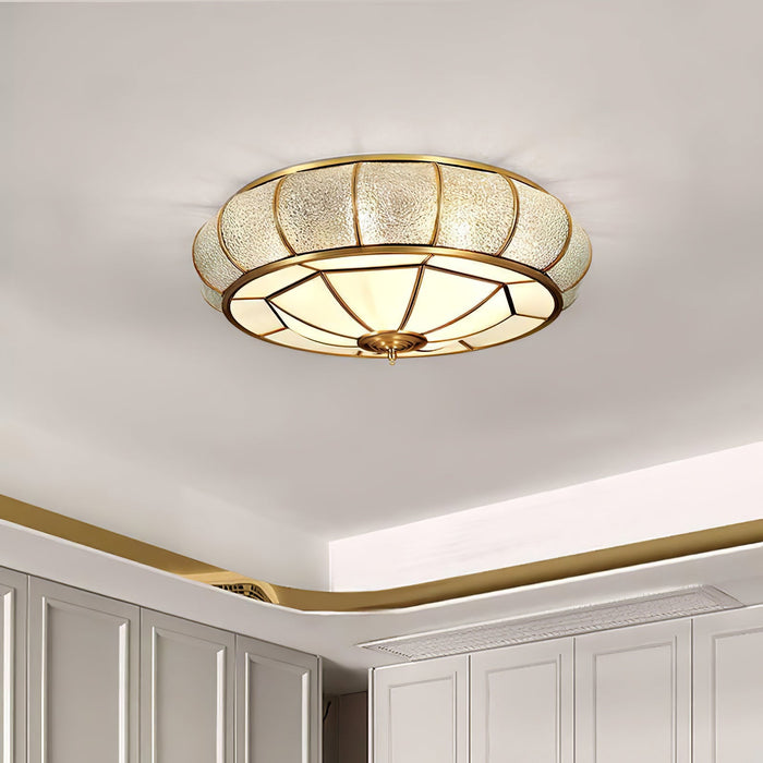 Round Textured Glass Ceiling Light.