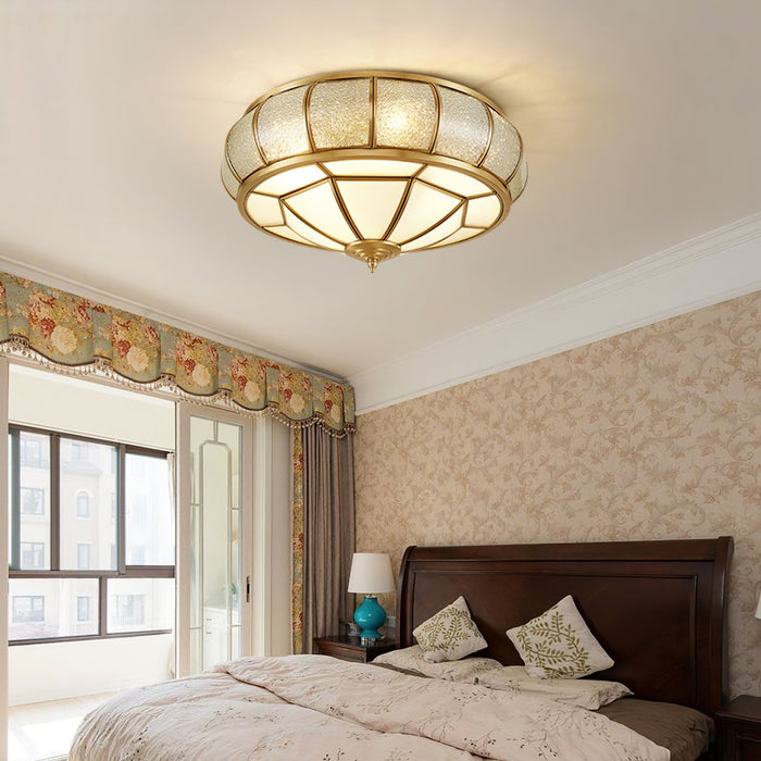 Round Textured Glass Ceiling Light.