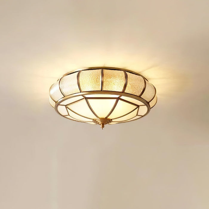 Round Textured Glass Ceiling Light.