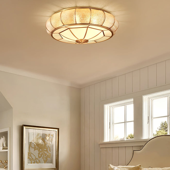 Round Textured Glass Ceiling Light.