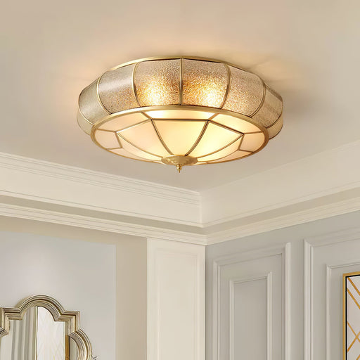 Round Textured Glass Ceiling Light.