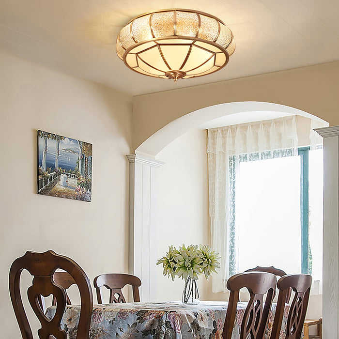 Round Textured Glass Ceiling Light.