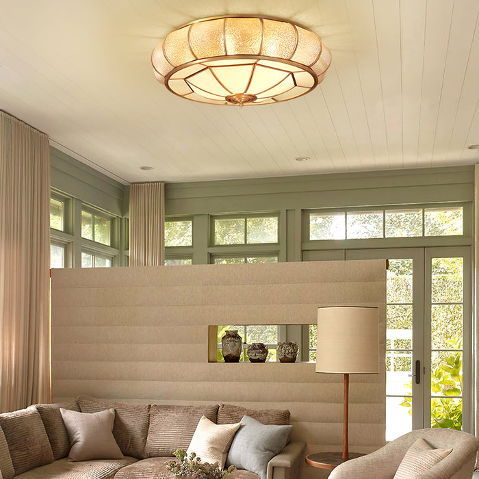 Round Textured Glass Ceiling Light.