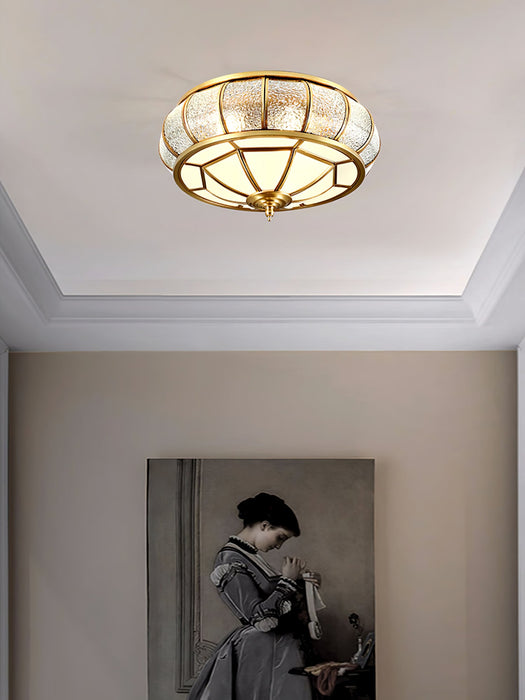 Round Textured Glass Ceiling Light.