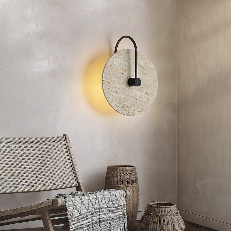 Round Travertine Wall Lamp-DWHOME