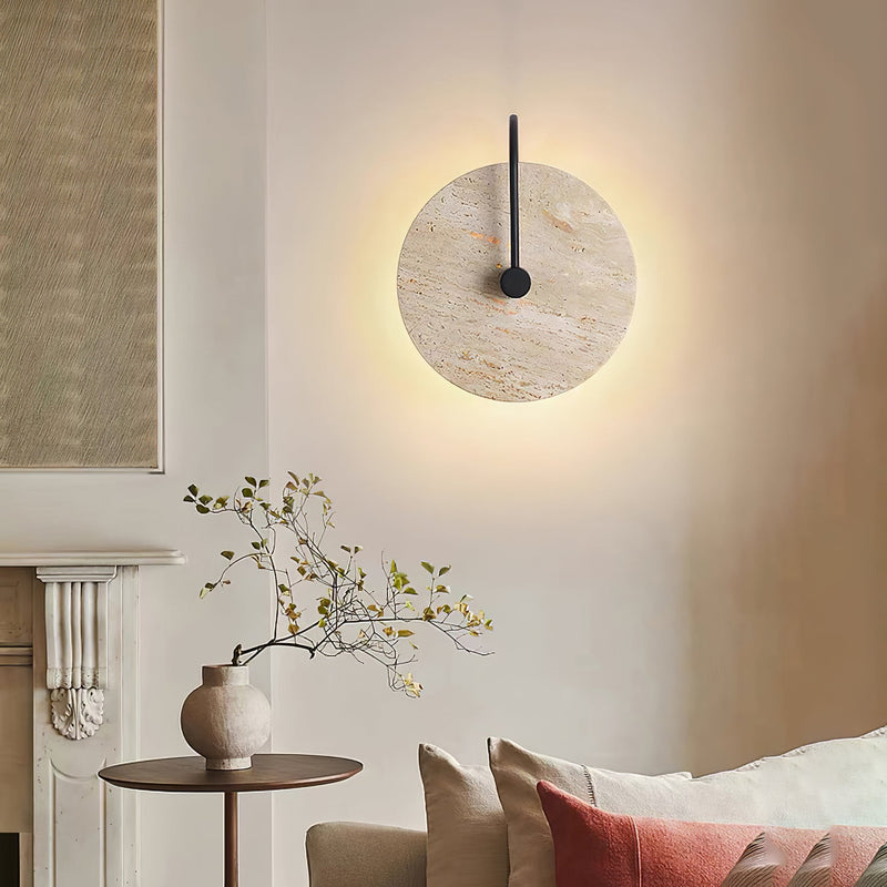 Round Travertine Wall Lamp-DWHOME