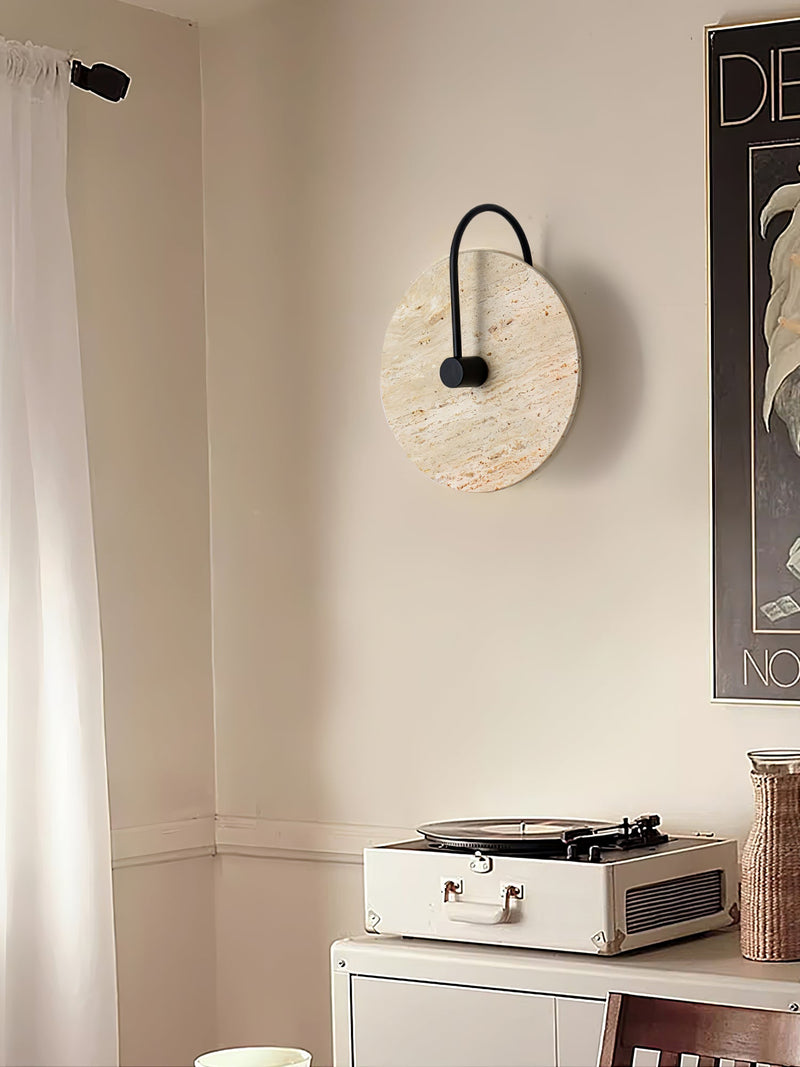 Round Travertine Wall Lamp-DWHOME