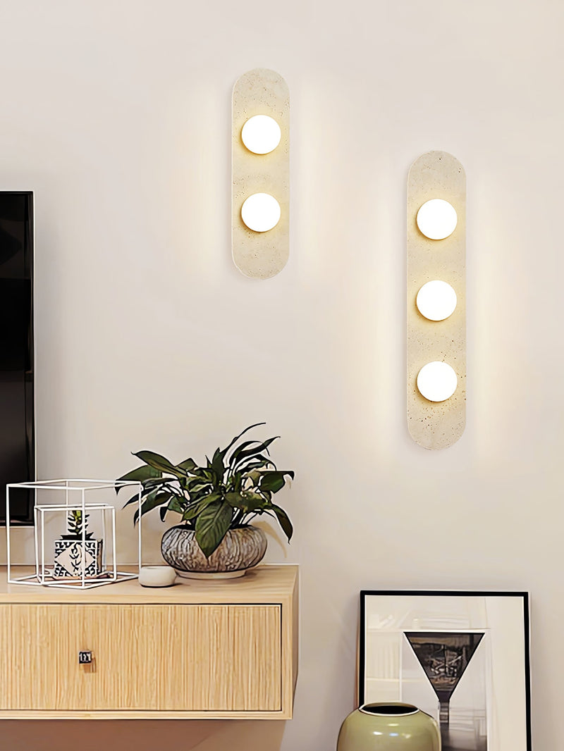 Rounded Travertine Wall Sconce-DWHOME