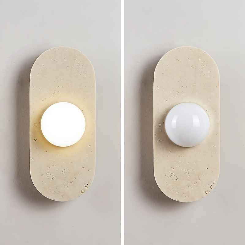 Rounded Travertine Wall Sconce-DWHOME