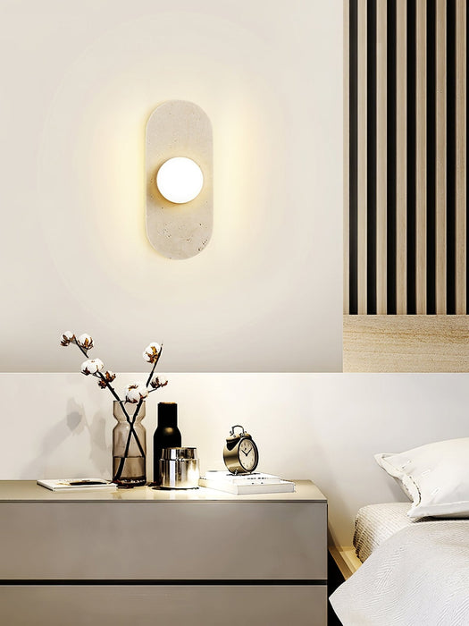 Rounded Travertine Wall Sconce-DWHOME