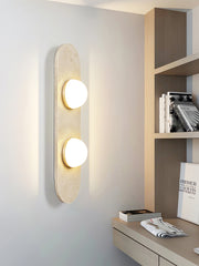 Rounded Travertine Wall Sconce-DWHOME