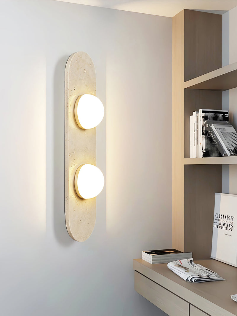Rounded Travertine Wall Sconce-DWHOME