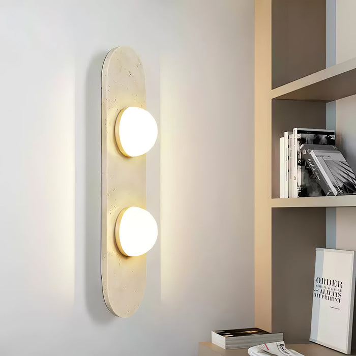 Rounded Travertine Wall Sconce-DWHOME