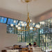 Rustic Farmhouse Branch Chandelier with Glass Orbs.