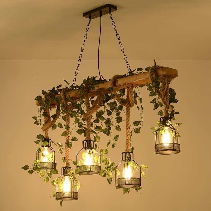 Chandelier rustique en bois - DWHOME