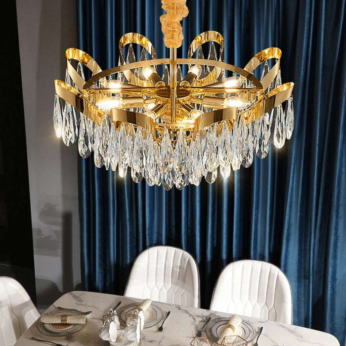 Andria Gold Plated Crystal Chandelier.