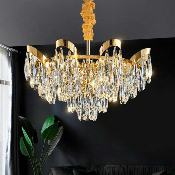 Andria Gold Plated Crystal Chandelier.