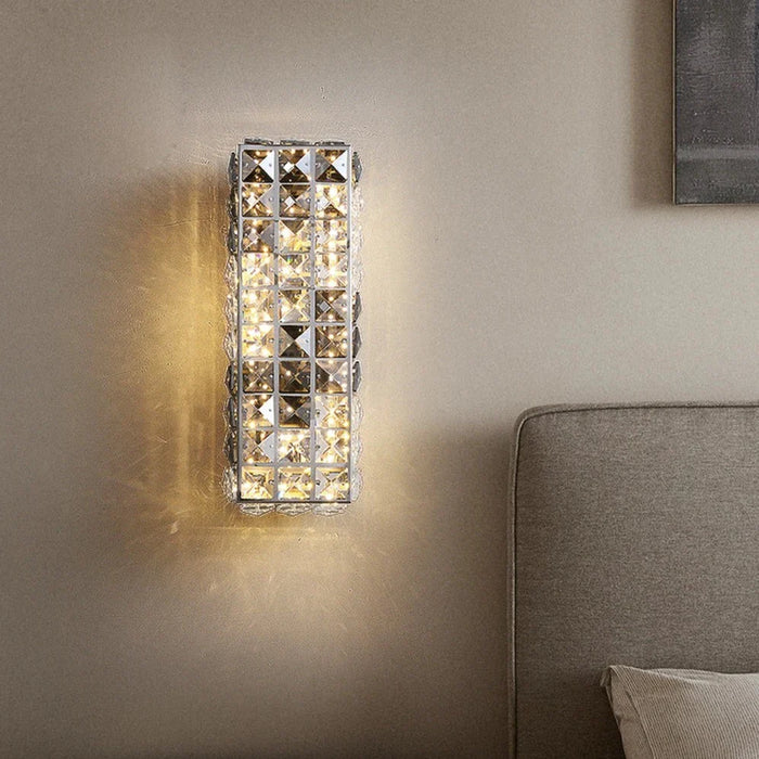 Bacci Smoke & Clear Crystal Wall Sconce.