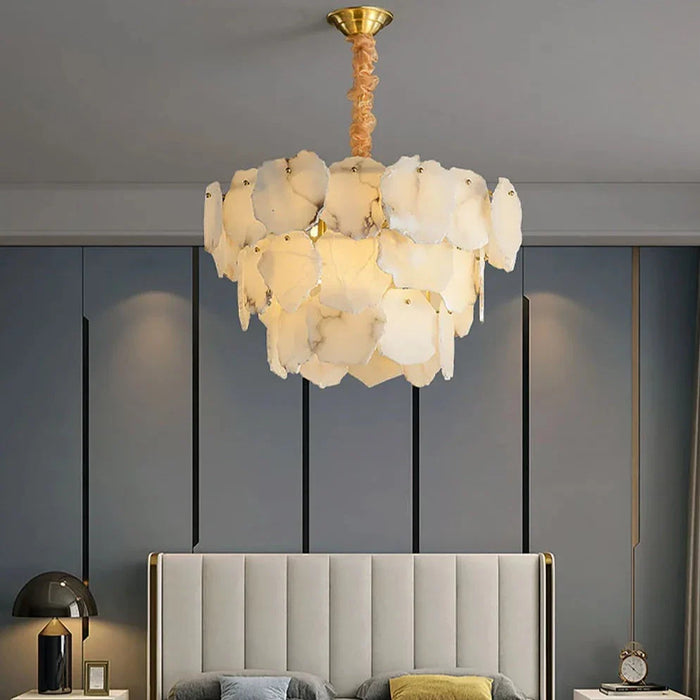 3-Tier Natural Marble Modern Chandelier.