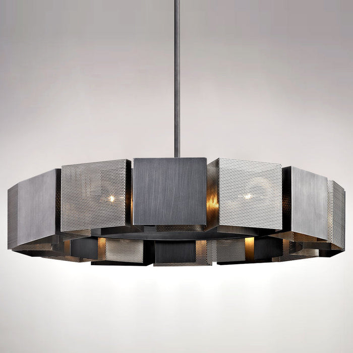 Stainless Steel Industrial Modern Ring Chandelier.