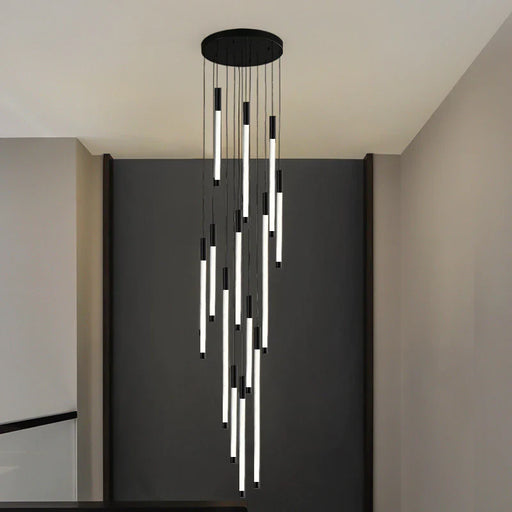 La Barra Staircase Foyer Chandelier, Black.