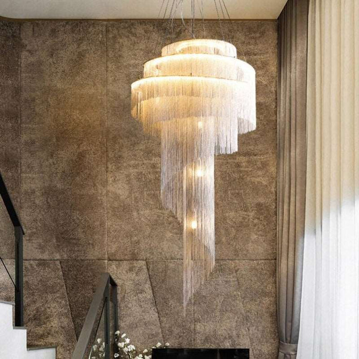 Cadena Metal Chain Tassel Entryway Chandelier.