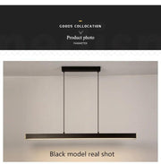 Modern Led Pendant Light Linear Hanging Lamp for Home Dining Room Kitchen Chandelier Black Decorative Ceiling Suspension Fixture-DWHOME