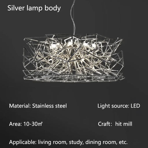 Luxury Silver LED Chandelier - Modern Stainless Steel.