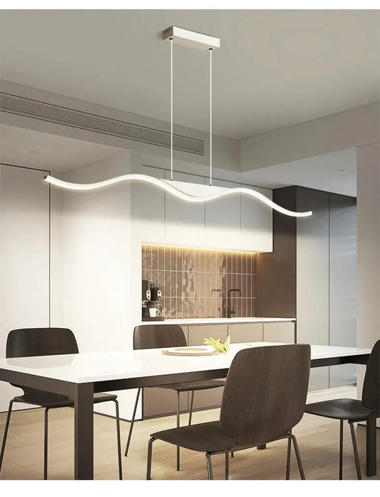 Led Restaurant Chandelier Light Luxury Modern Minimalist Dining Table Bar Long Strip Creative Home Indoor Lighting Pendant Light - DWHOME