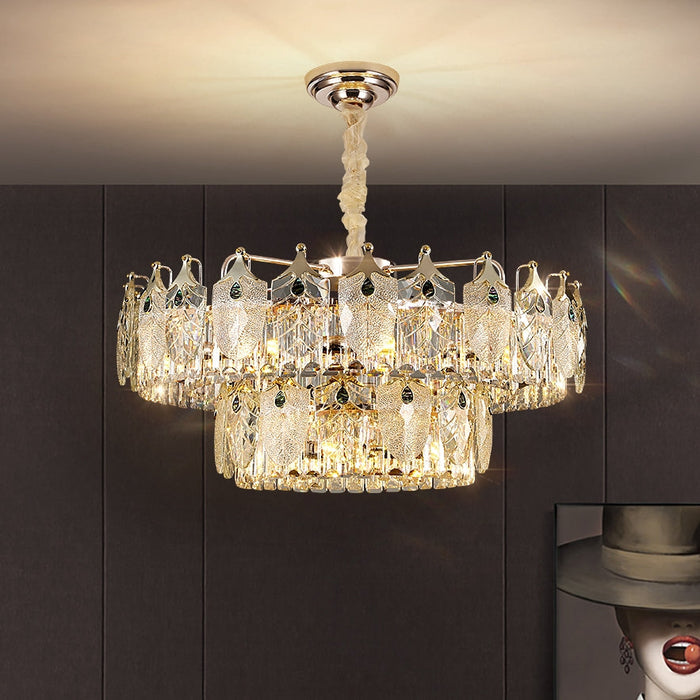 Veneto Two Tear Modern Crystal Chandelier.