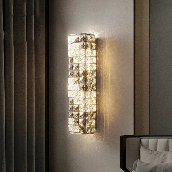 Bacci Smoke & Clear Crystal Wall Sconce.