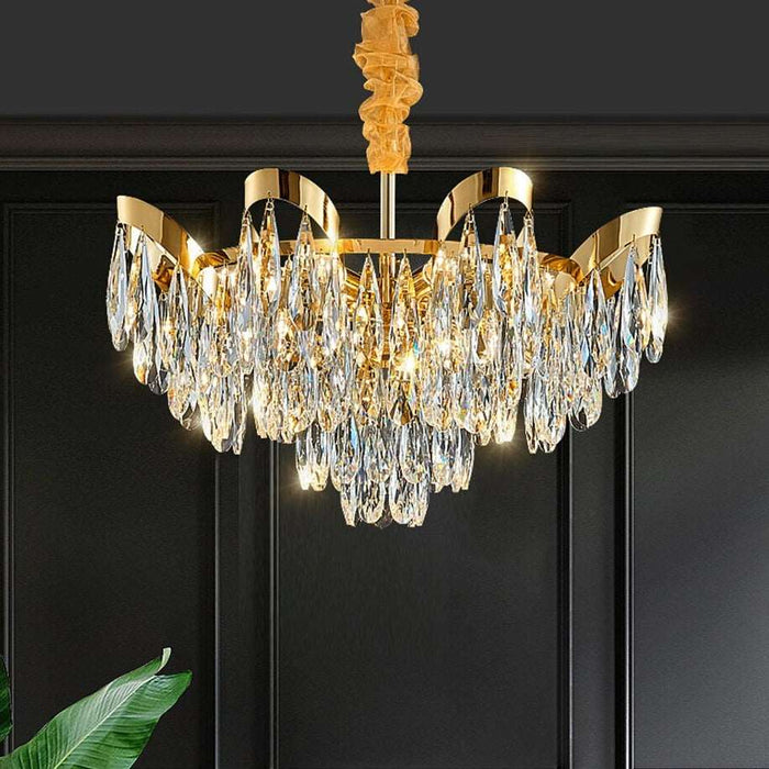 Andria Gold Plated Crystal Chandelier.