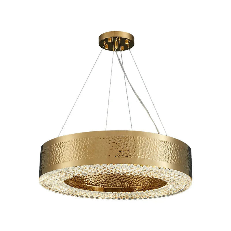 Alleri Hammered Gold & Crystal Chandelier-DWHOME