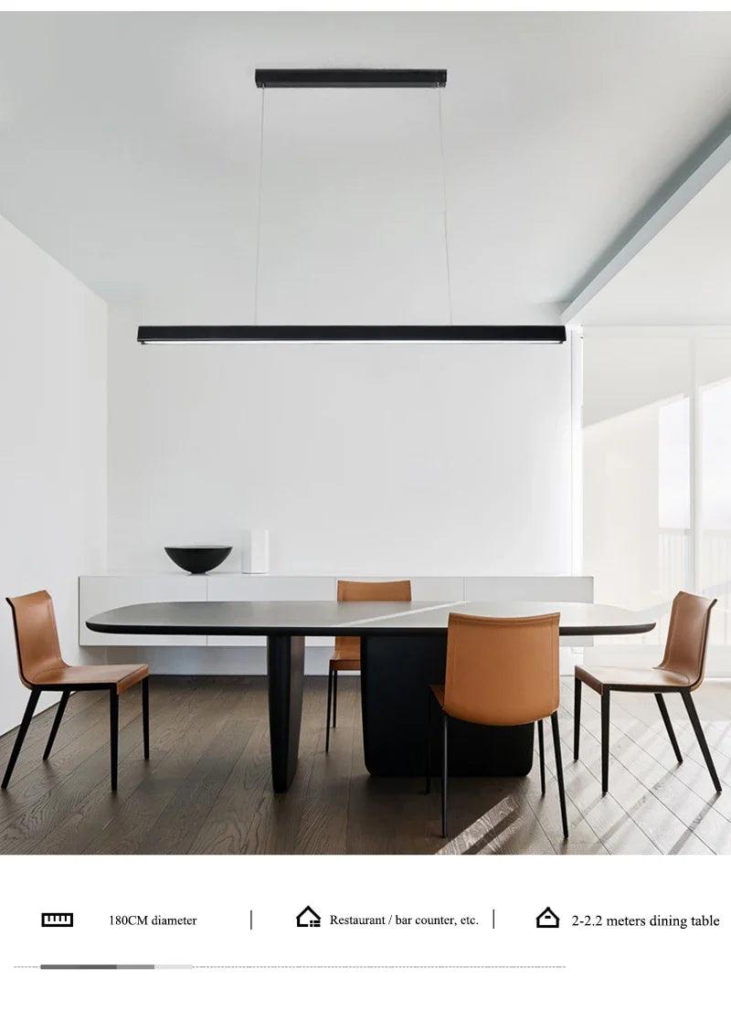 Modern Led Pendant Light Linear Hanging Lamp for Home Dining Room Kitchen Chandelier Black Decorative Ceiling Suspension Fixture-DWHOME