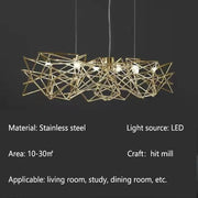 Chandelier LED Luxe en Argent - Acier Inoxydable Moderne - DWHOME